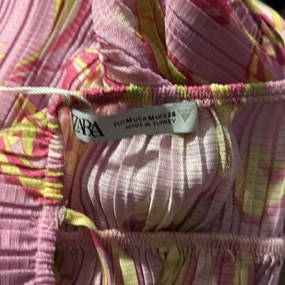 ZARA | Pink | PRINTED PLEATED DRESS - Picture 10 of 10
